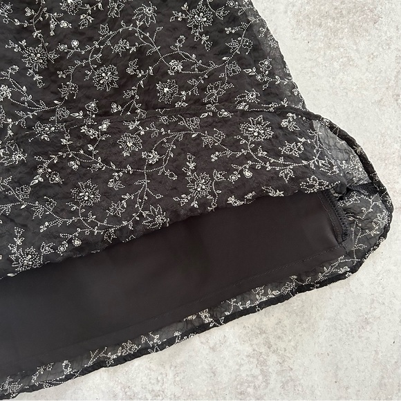 MADEWELL Ruffle-Neck Button-Front Mini Dress in Dotted Vines, XS - Picture 12 of 13